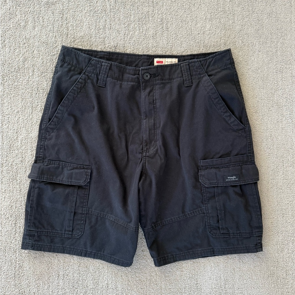 Wrangler Relaxed Fit Cargo Shorts Black Utility Pocket Men’s 34